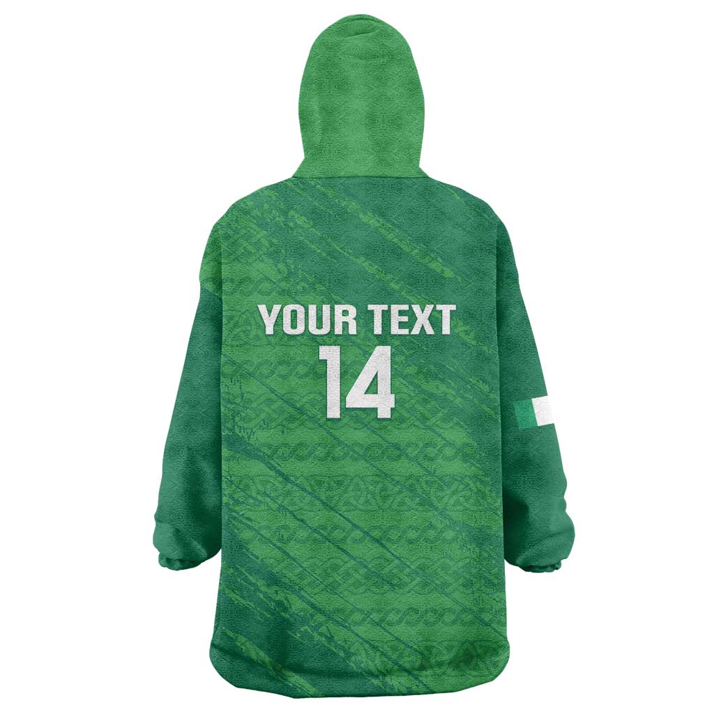 Custom Ireland Cricket Wearable Blanket Hoodie Irish Celtic Knot - National Color - Wonder Print Shop