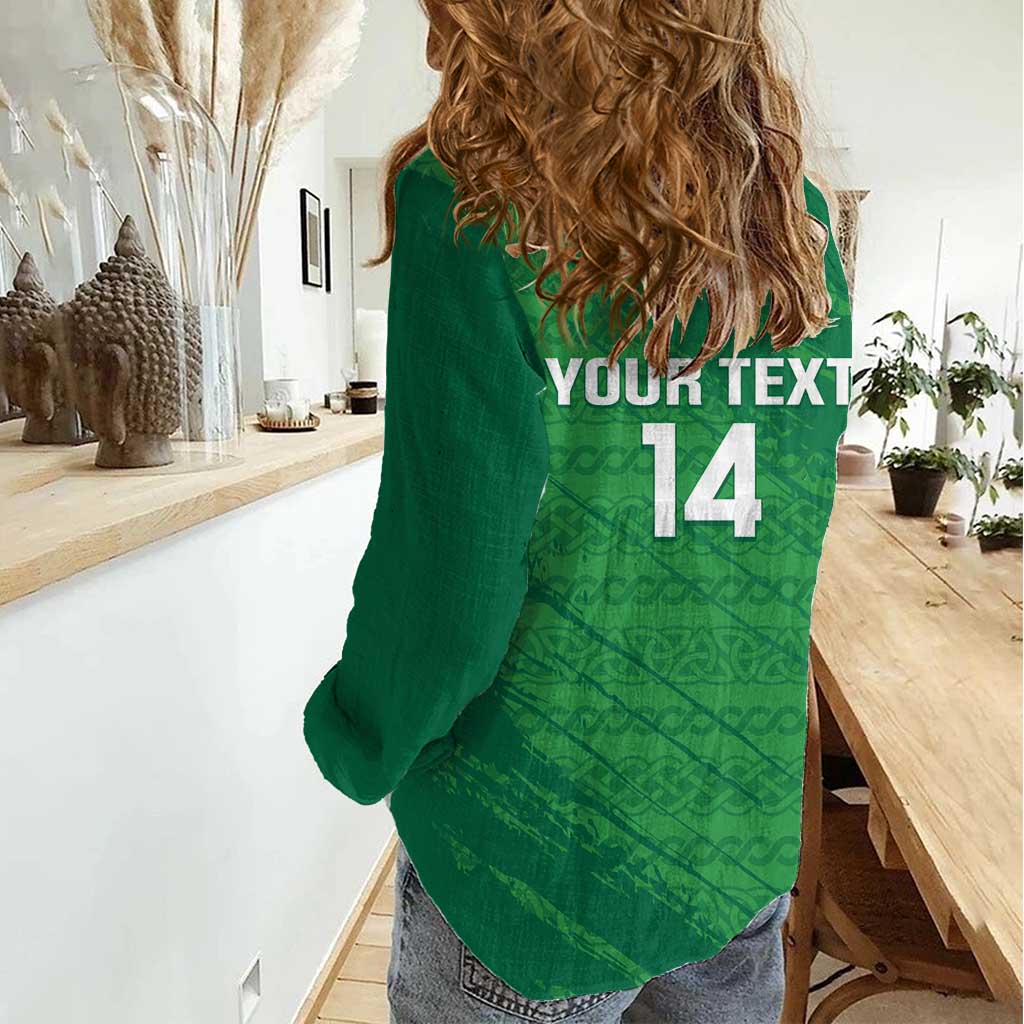 Custom Ireland Cricket Women Casual Shirt Irish Celtic Knot - National Color - Wonder Print Shop