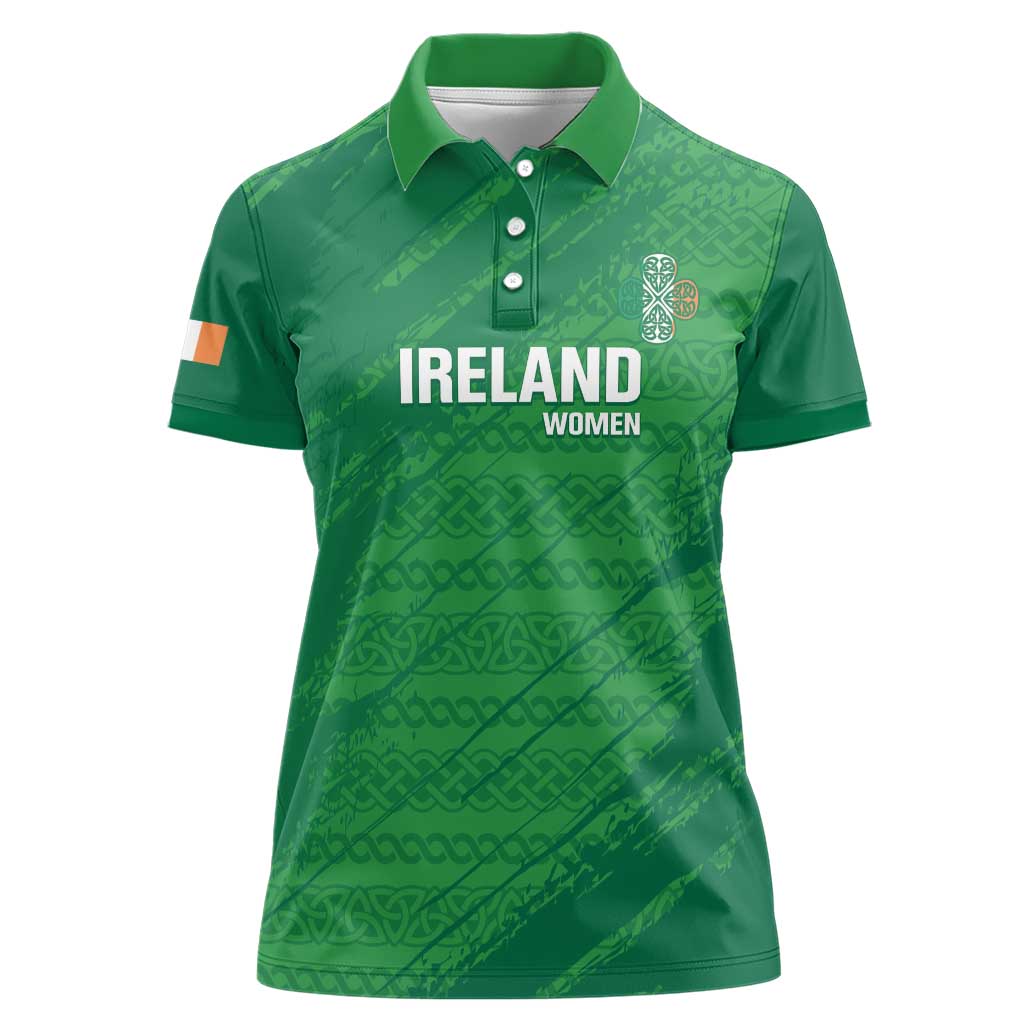Custom Ireland Cricket Women Polo Shirt Irish Celtic Knot - National Color - Wonder Print Shop