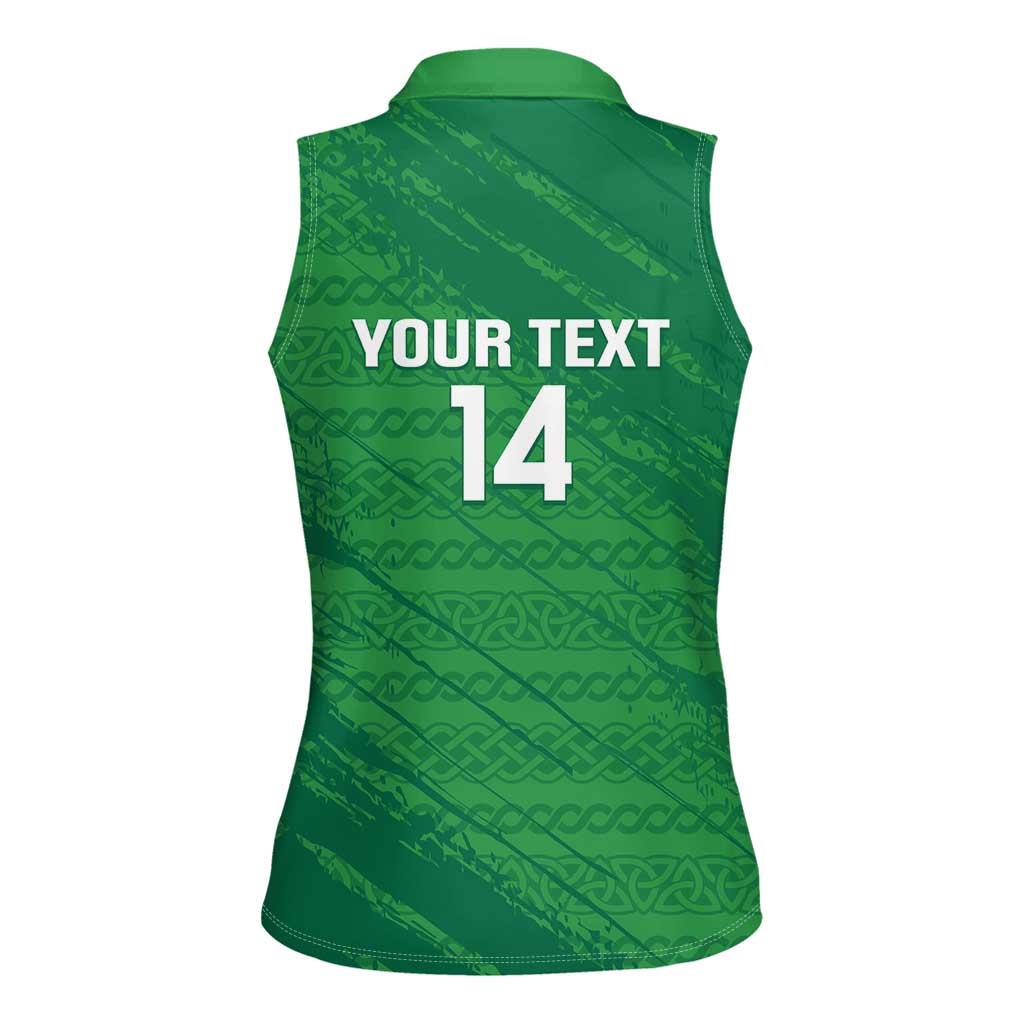 Custom Ireland Cricket Women Sleeveless Polo Shirt Irish Celtic Knot - National Color - Wonder Print Shop