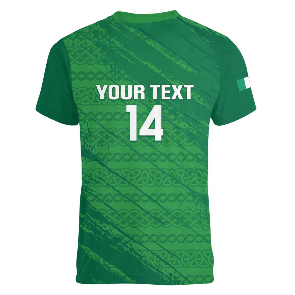 Custom Ireland Cricket Women V-Neck T-Shirt Irish Celtic Knot - National Color - Wonder Print Shop