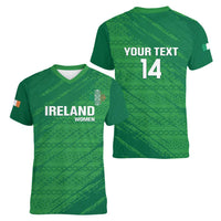Custom Ireland Cricket Women V-Neck T-Shirt Irish Celtic Knot - National Color - Wonder Print Shop