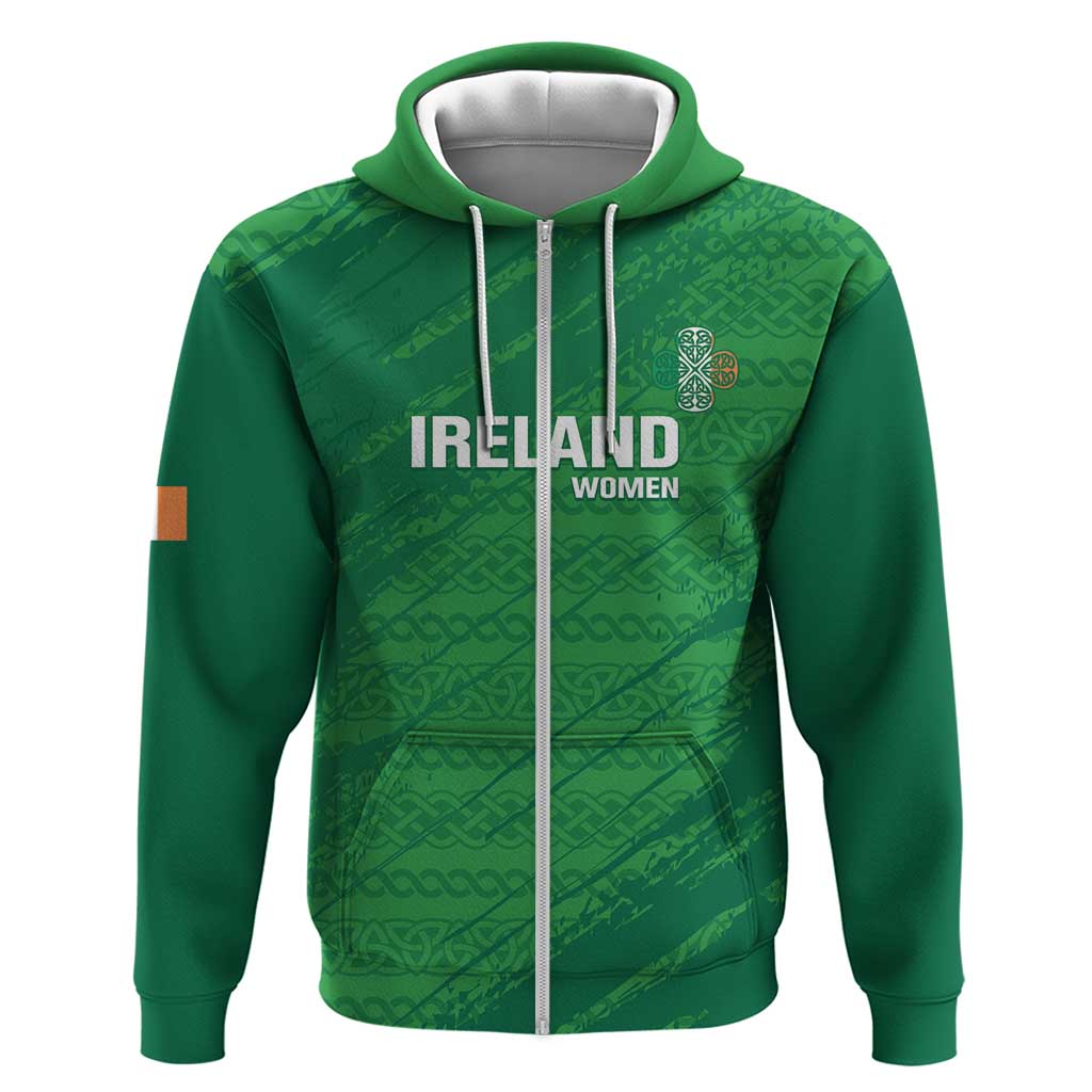 Custom Ireland Cricket Zip Hoodie Irish Celtic Knot - National Color - Wonder Print Shop
