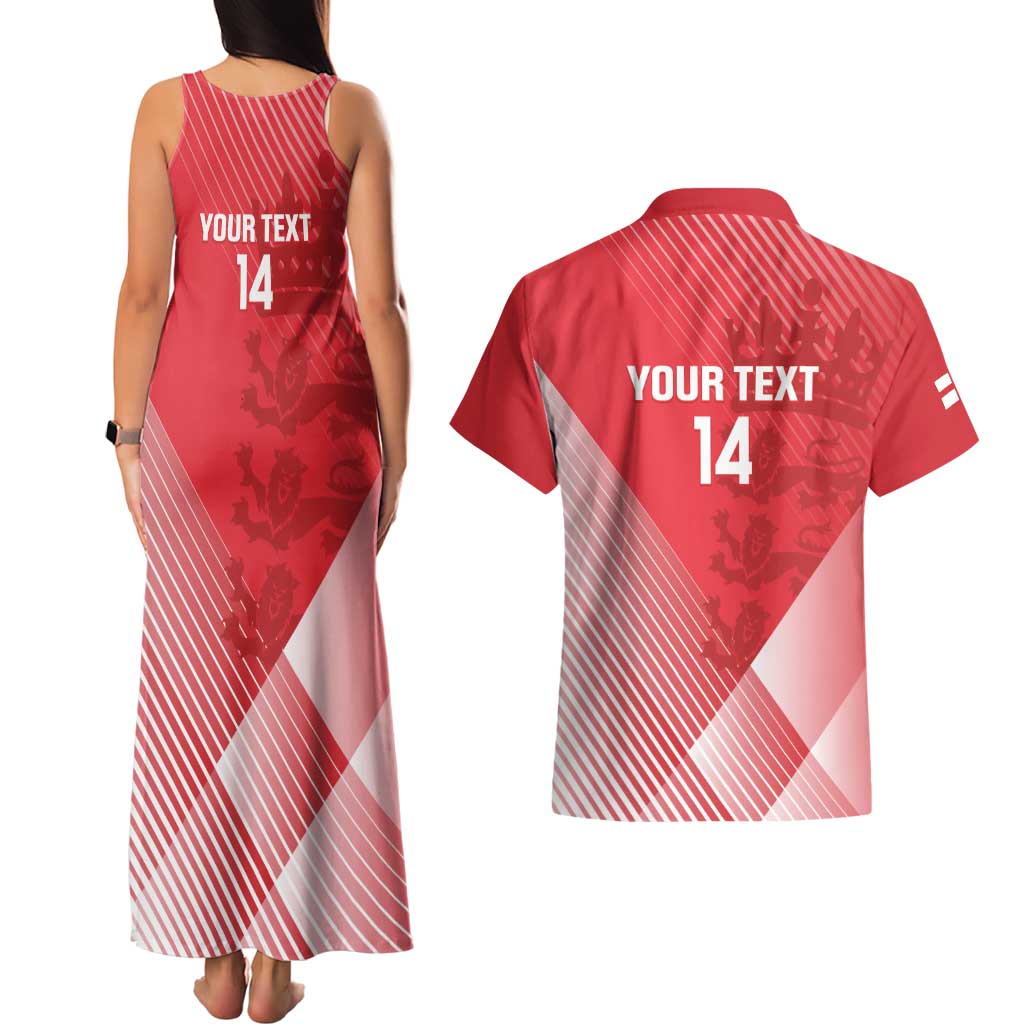 Custom England Cricket Couples Matching Tank Maxi Dress and Hawaiian Shirt Go Champions Sporty Style - Wonder Print Shop
