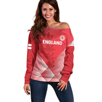 Custom England Cricket Off Shoulder Sweater Go Champions Sporty Style - Wonder Print Shop