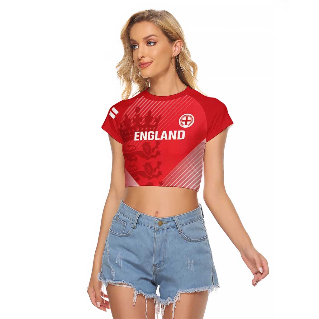 Custom England Cricket Raglan Cropped T Shirt Go Champions Sporty Style - Wonder Print Shop