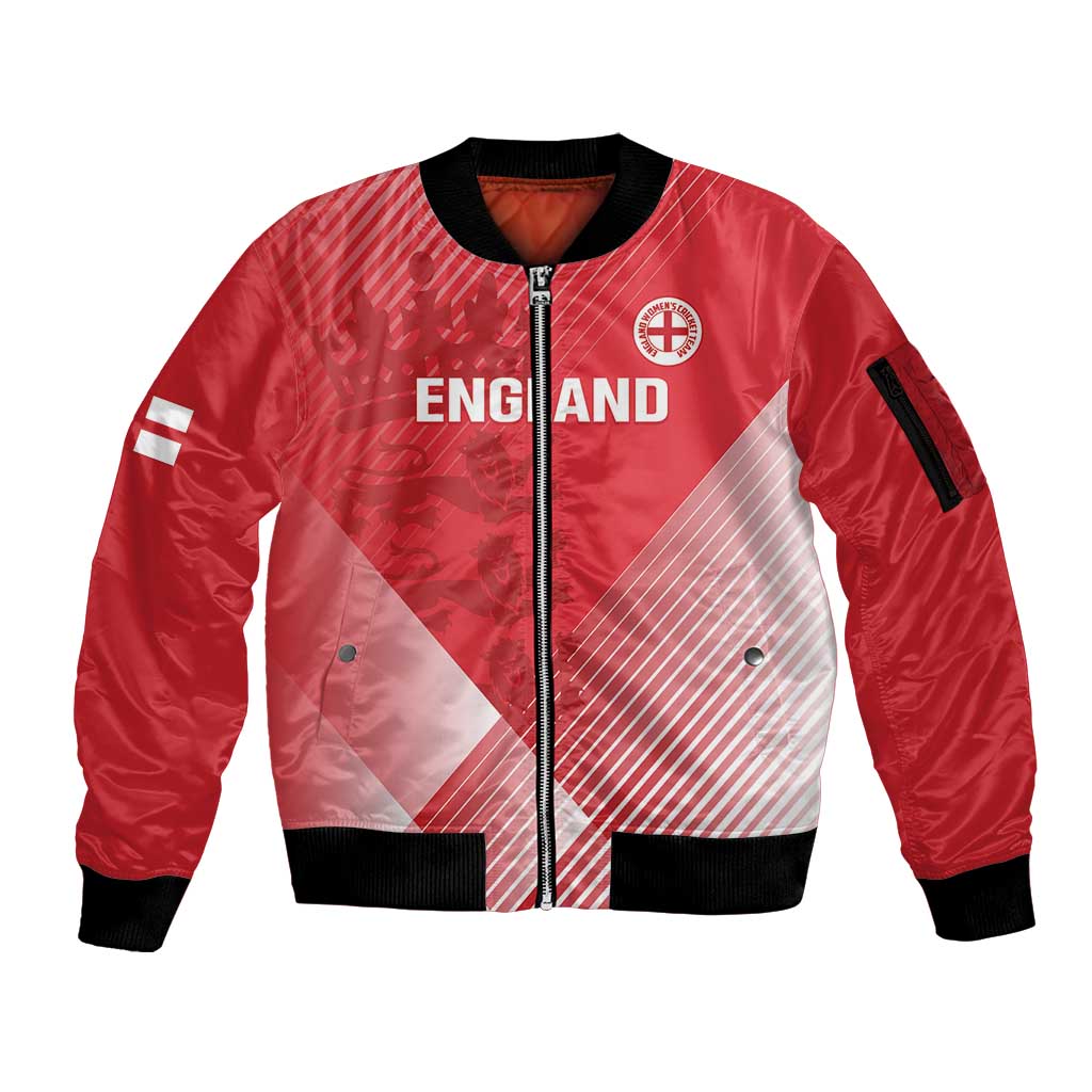 Custom England Cricket Sleeve Zip Bomber Jacket Go Champions Sporty Style - Wonder Print Shop