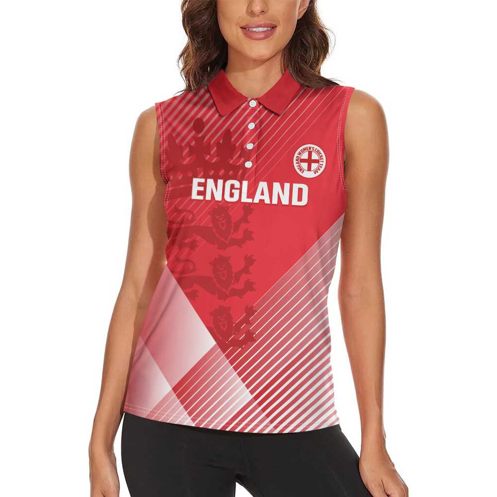 Custom England Cricket Women Sleeveless Polo Shirt Go Champions Sporty Style - Wonder Print Shop