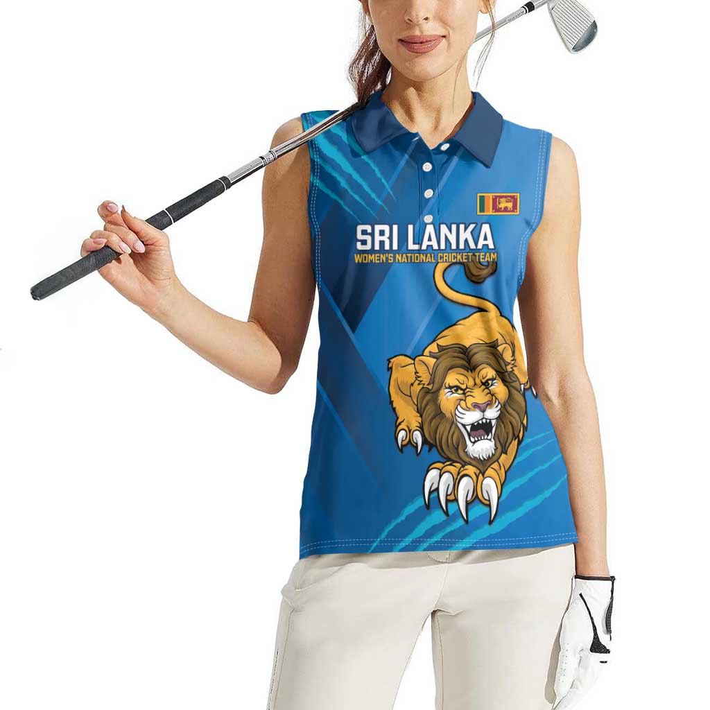 Custom Sri Lanka Cricket Women Sleeveless Polo Shirt Go Champions Lion Sporty Style - Wonder Print Shop