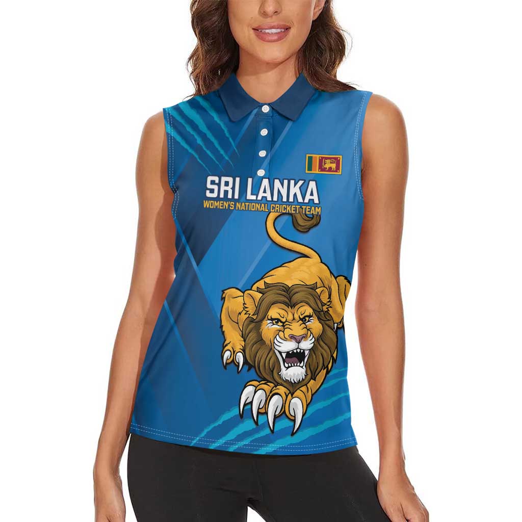 Custom Sri Lanka Cricket Women Sleeveless Polo Shirt Go Champions Lion Sporty Style - Wonder Print Shop