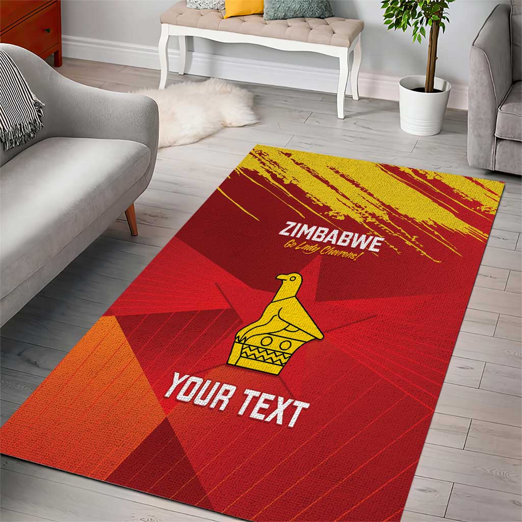 Custom Zimbabwe Cricket Area Rug Go Lady Chevrons Grunge Style - Wonder Print Shop