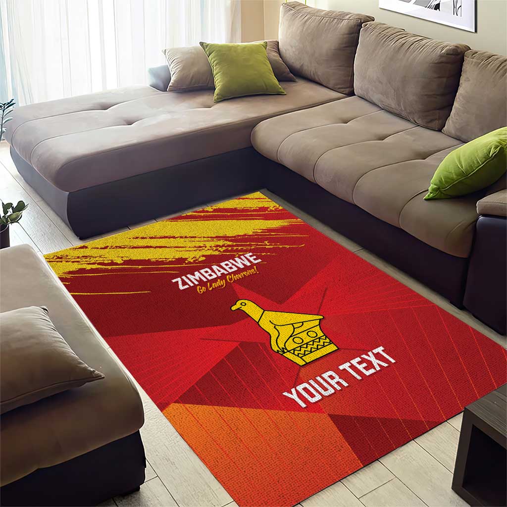 Custom Zimbabwe Cricket Area Rug Go Lady Chevrons Grunge Style - Wonder Print Shop