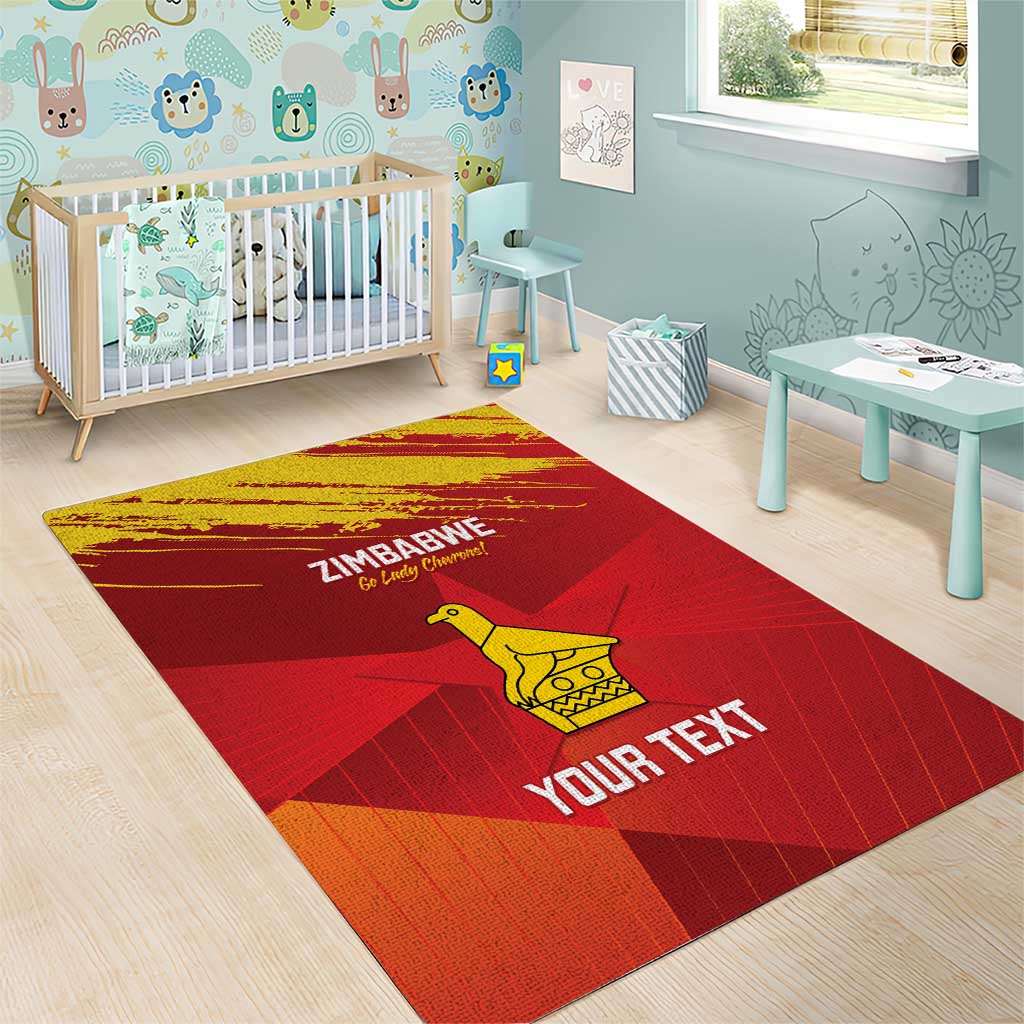 Custom Zimbabwe Cricket Area Rug Go Lady Chevrons Grunge Style - Wonder Print Shop
