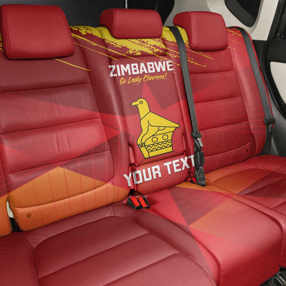 Custom Zimbabwe Cricket Back Car Seat Cover Go Lady Chevrons Grunge Style - Wonder Print Shop