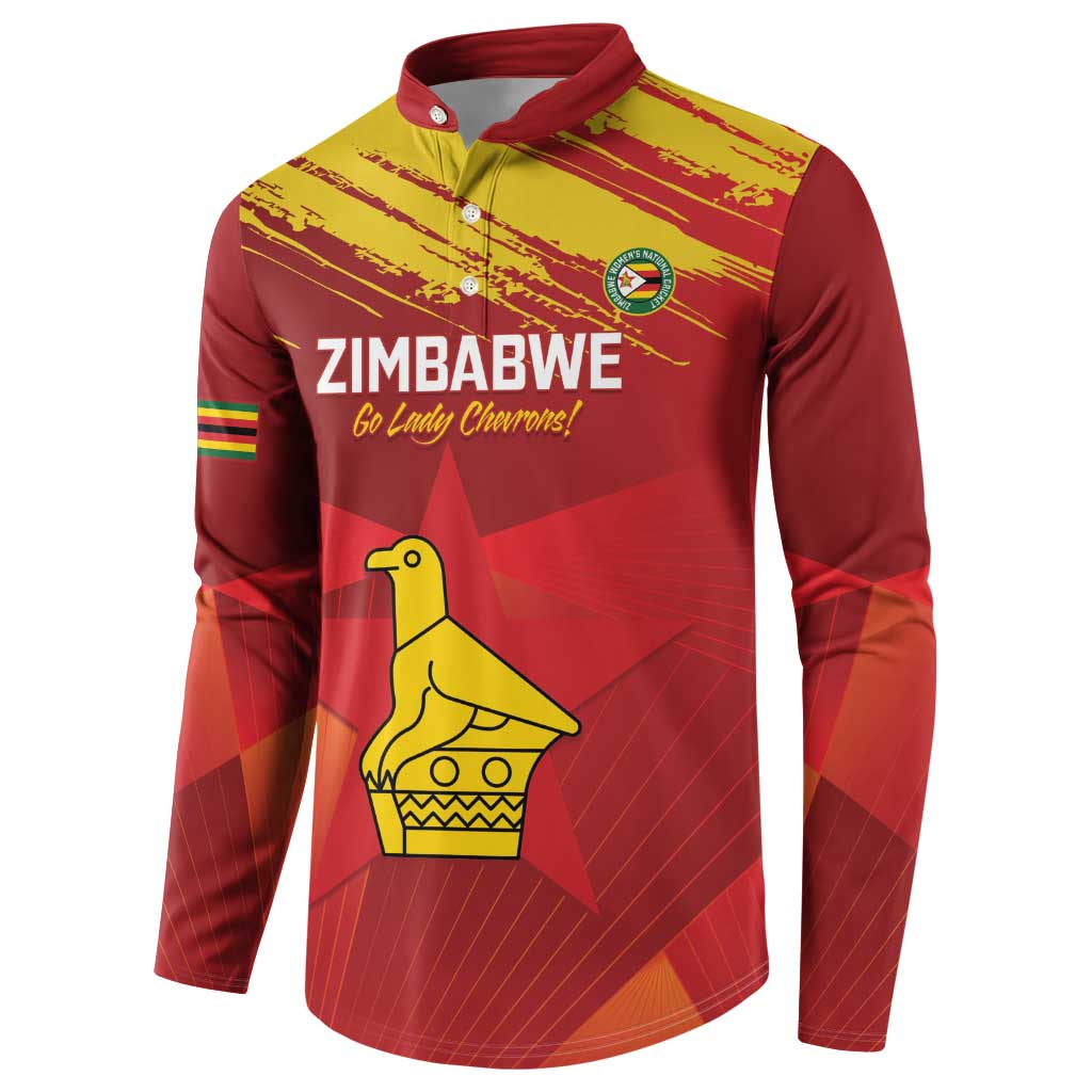 Custom Zimbabwe Cricket Button Sweatshirt Go Lady Chevrons Grunge Style - Wonder Print Shop
