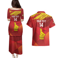 Custom Zimbabwe Cricket Couples Matching Puletasi and Hawaiian Shirt Go Lady Chevrons Grunge Style - Wonder Print Shop