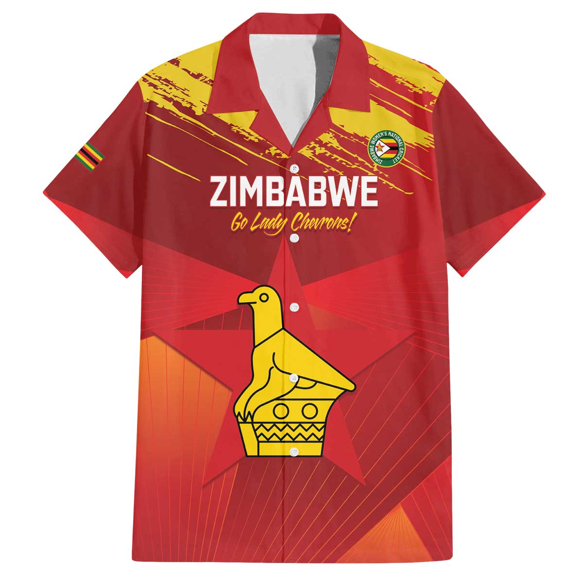 Custom Zimbabwe Cricket Family Matching Off The Shoulder Long Sleeve Dress and Hawaiian Shirt Go Lady Chevrons Grunge Style - Wonder Print Shop