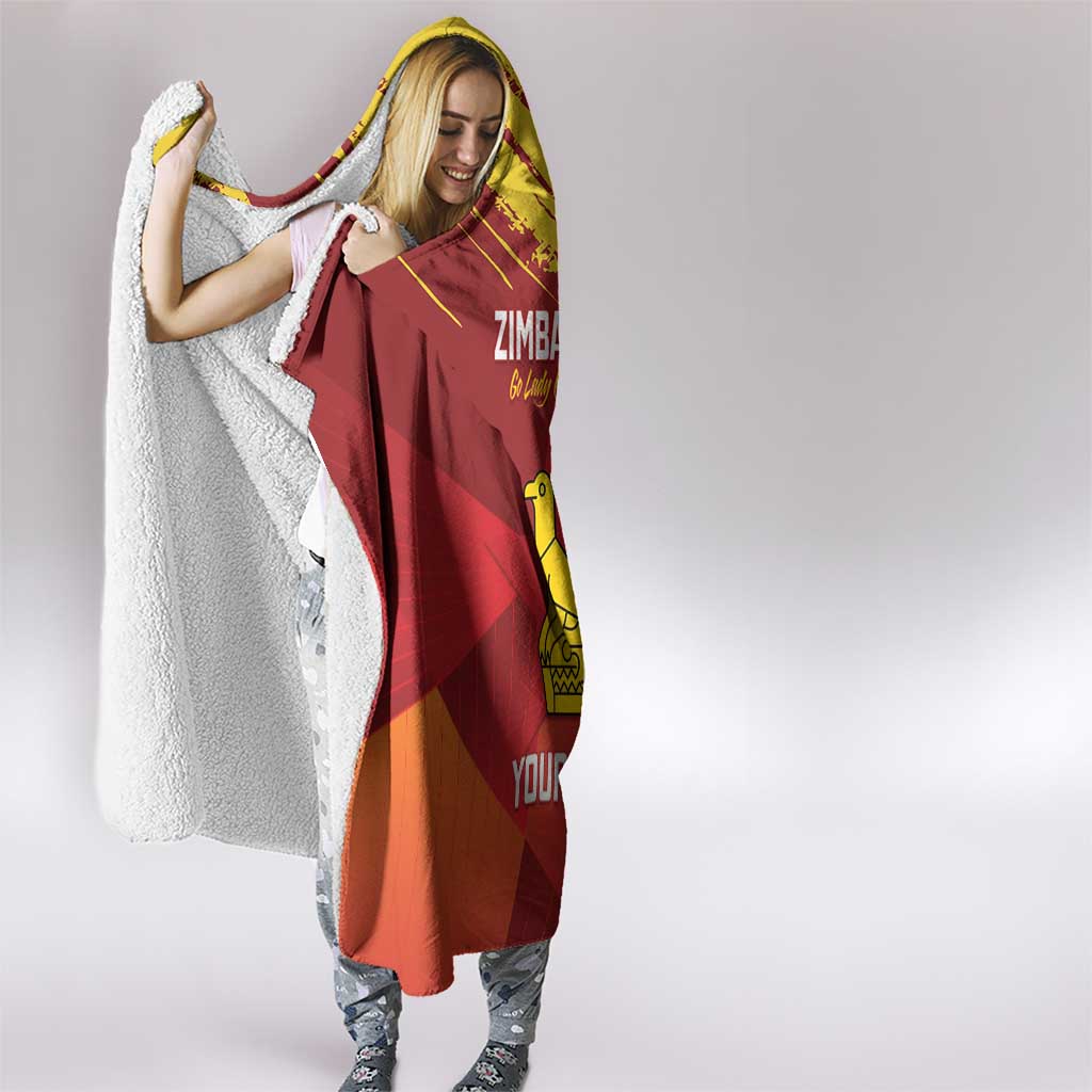 Custom Zimbabwe Cricket Hooded Blanket Go Lady Chevrons Grunge Style