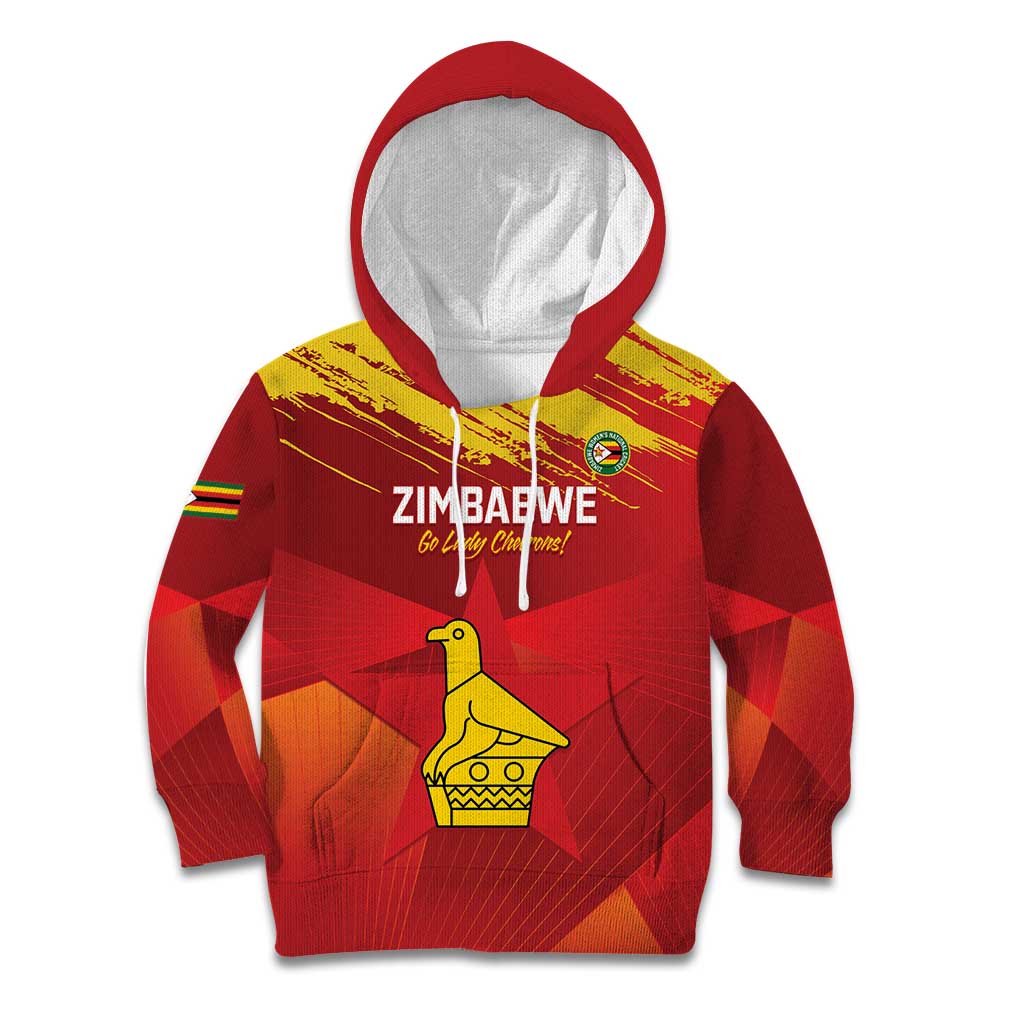 Custom Zimbabwe Cricket Kid Hoodie Go Lady Chevrons Grunge Style - Wonder Print Shop