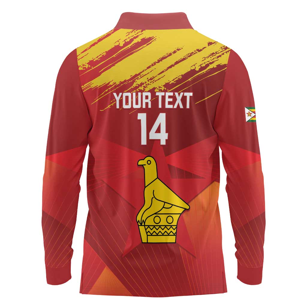 Custom Zimbabwe Cricket Long Sleeve Polo Shirt Go Lady Chevrons Grunge Style - Wonder Print Shop