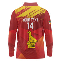 Custom Zimbabwe Cricket Long Sleeve Polo Shirt Go Lady Chevrons Grunge Style - Wonder Print Shop