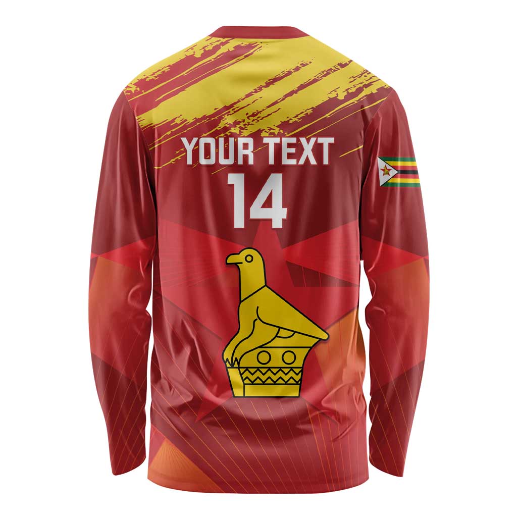 Custom Zimbabwe Cricket Long Sleeve Shirt Go Lady Chevrons Grunge Style - Wonder Print Shop