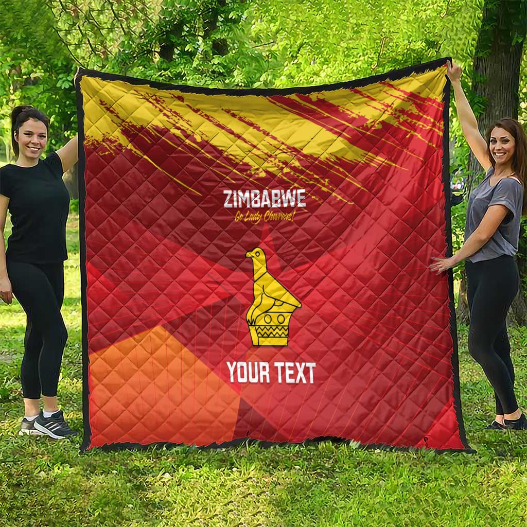 Custom Zimbabwe Cricket Quilt Go Lady Chevrons Grunge Style - Wonder Print Shop