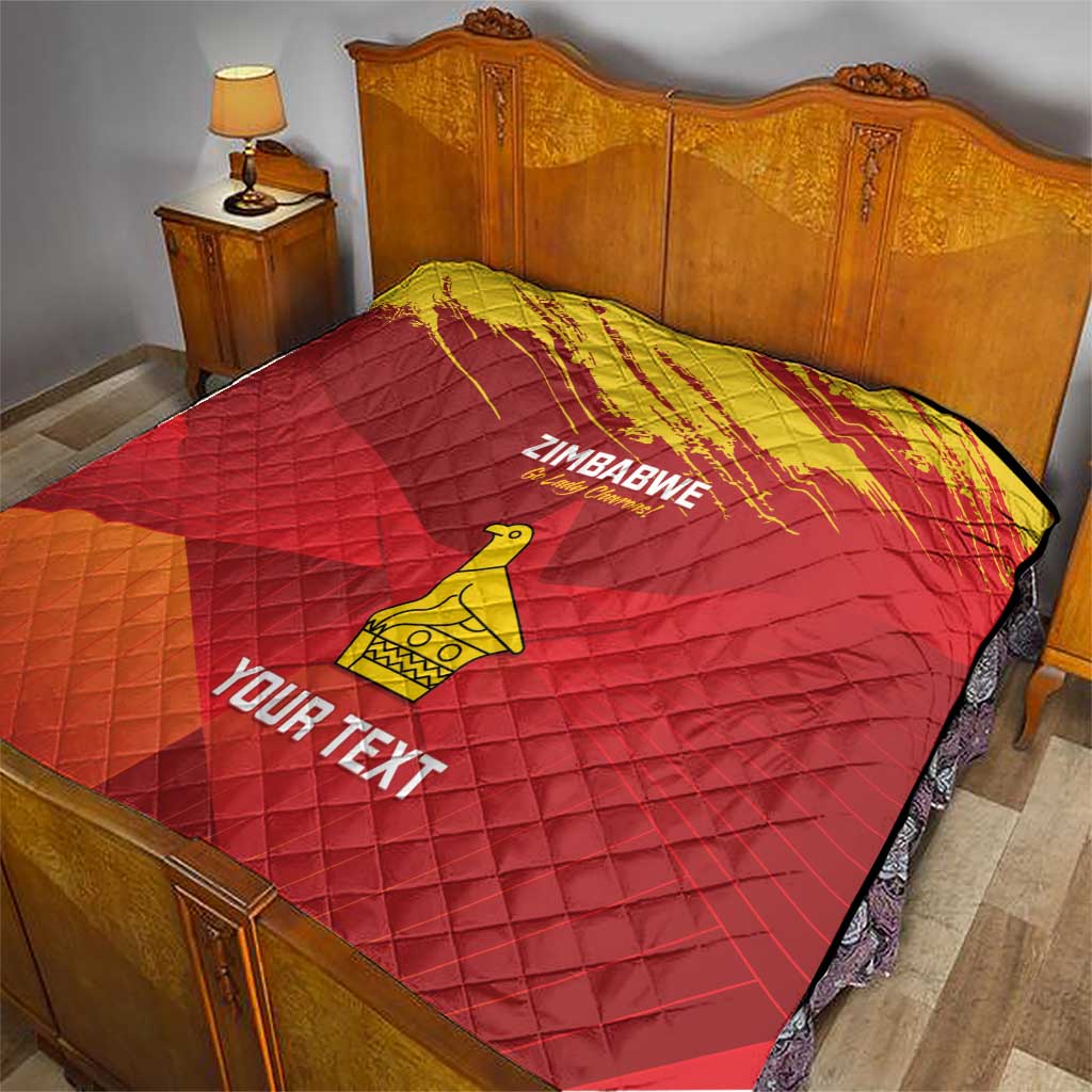 Custom Zimbabwe Cricket Quilt Go Lady Chevrons Grunge Style - Wonder Print Shop
