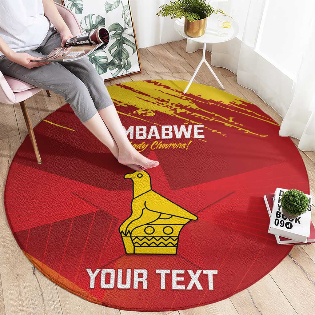 Custom Zimbabwe Cricket Round Carpet Go Lady Chevrons Grunge Style