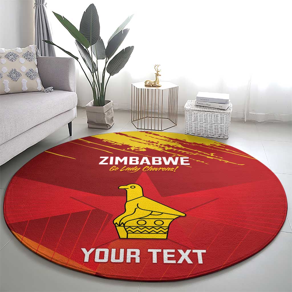 Custom Zimbabwe Cricket Round Carpet Go Lady Chevrons Grunge Style