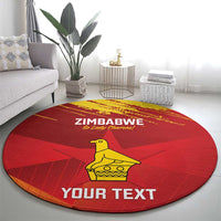 Custom Zimbabwe Cricket Round Carpet Go Lady Chevrons Grunge Style