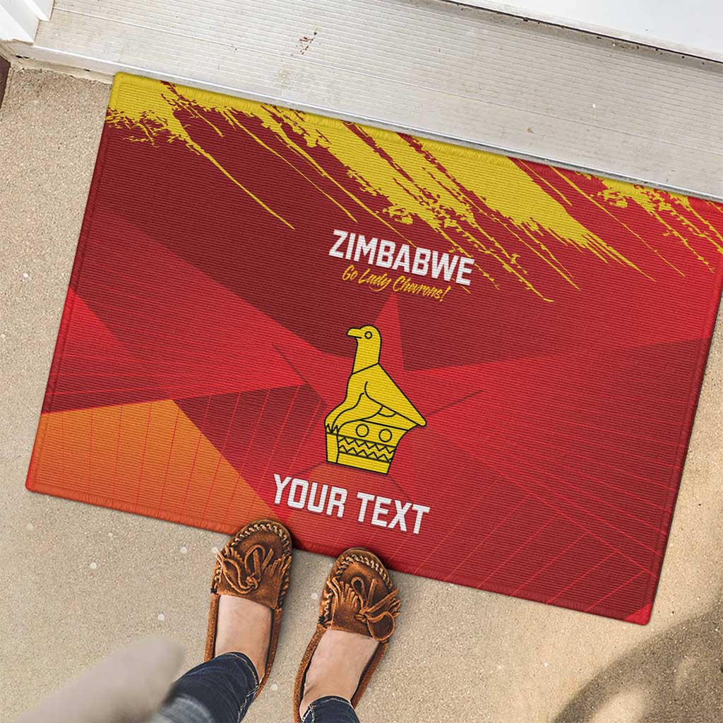 Custom Zimbabwe Cricket Rubber Doormat Go Lady Chevrons Grunge Style - Wonder Print Shop