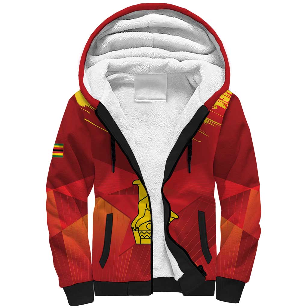 Custom Zimbabwe Cricket Sherpa Hoodie Go Lady Chevrons Grunge Style - Wonder Print Shop