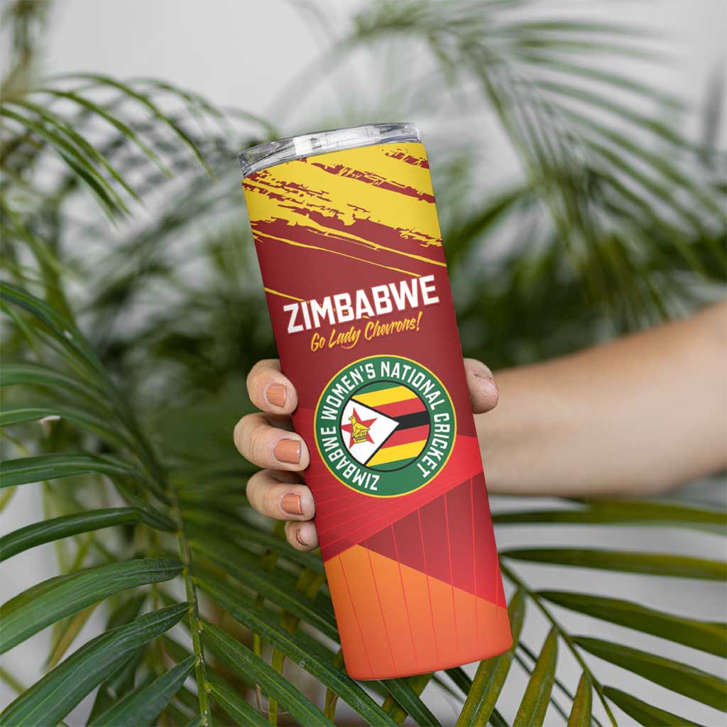 Custom Zimbabwe Cricket Skinny Tumbler Go Lady Chevrons Grunge Style - Wonder Print Shop