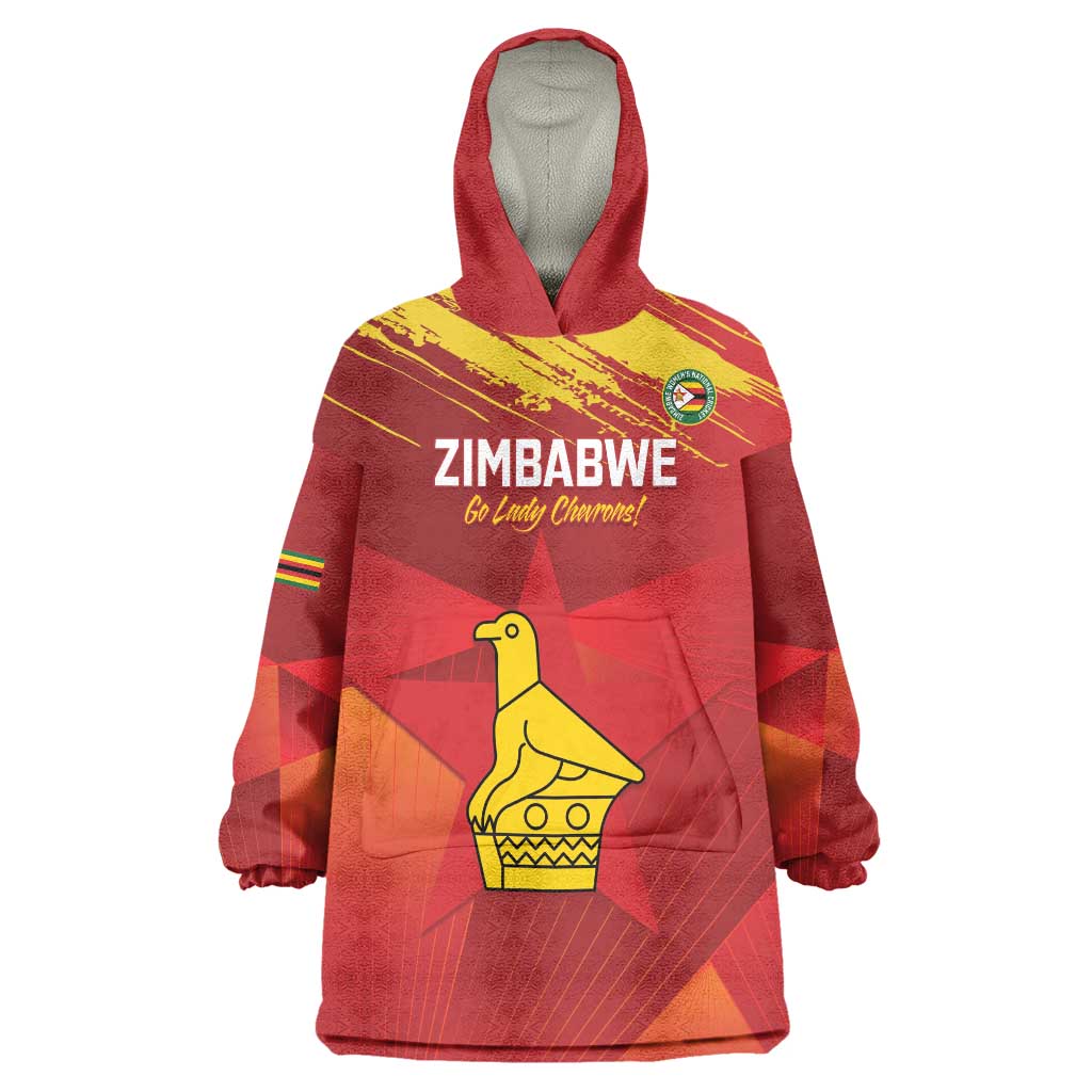 Custom Zimbabwe Cricket Wearable Blanket Hoodie Go Lady Chevrons Grunge Style - Wonder Print Shop