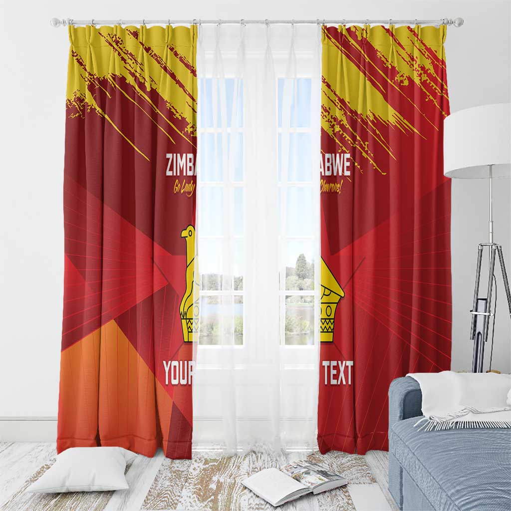 Custom Zimbabwe Cricket Window Curtain Go Lady Chevrons Grunge Style - Wonder Print Shop