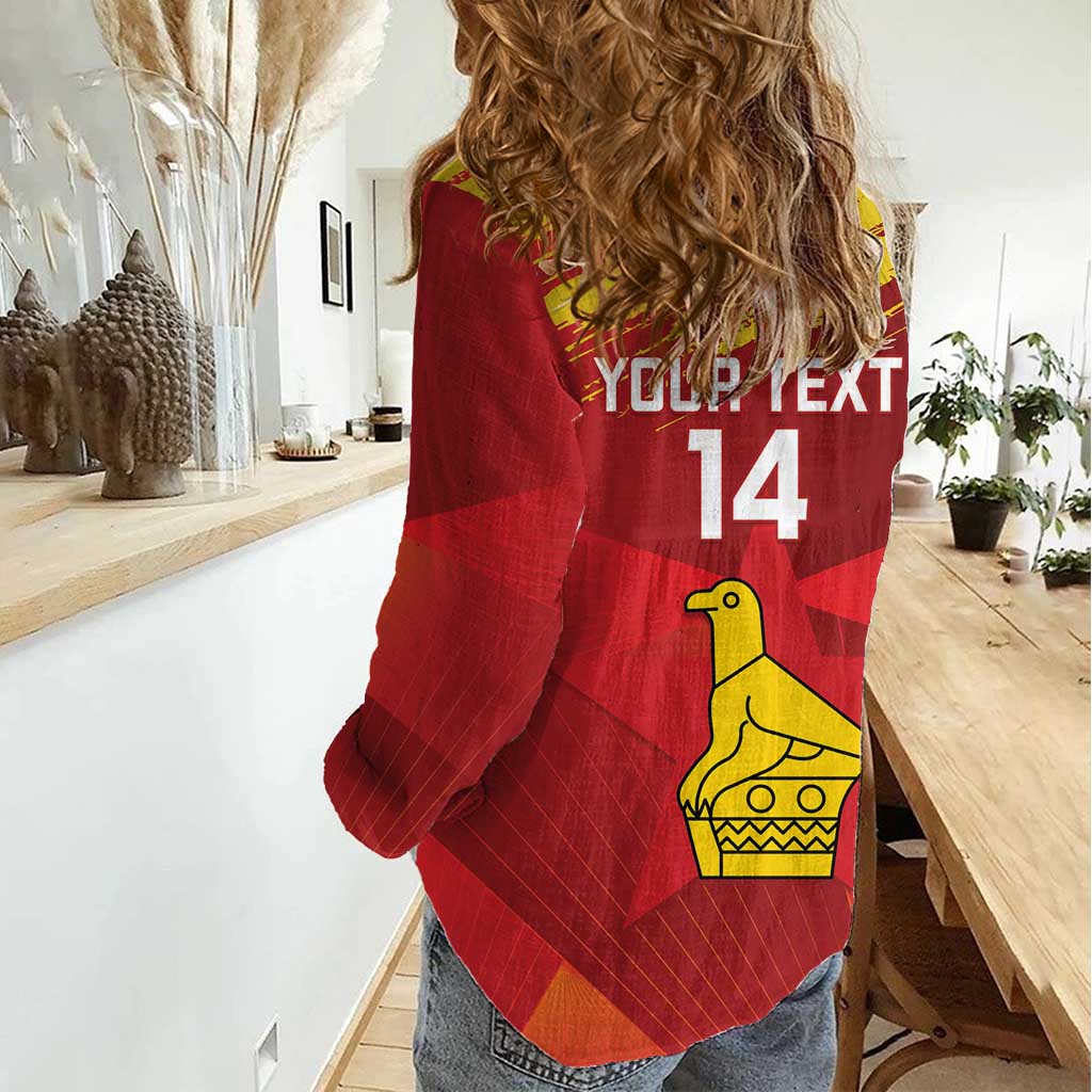 Custom Zimbabwe Cricket Women Casual Shirt Go Lady Chevrons Grunge Style - Wonder Print Shop