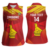 Custom Zimbabwe Cricket Women Sleeveless Polo Shirt Go Lady Chevrons Grunge Style - Wonder Print Shop