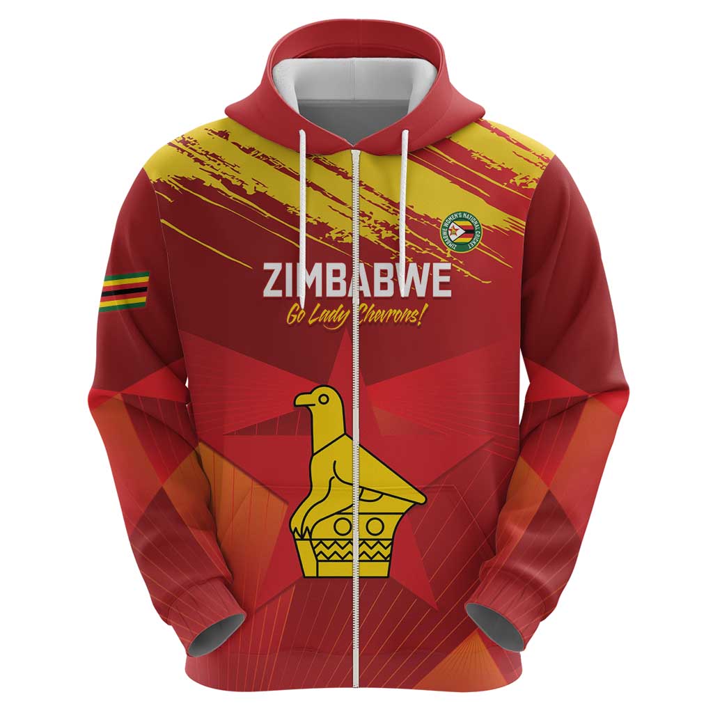 Custom Zimbabwe Cricket Zip Hoodie Go Lady Chevrons Grunge Style - Wonder Print Shop