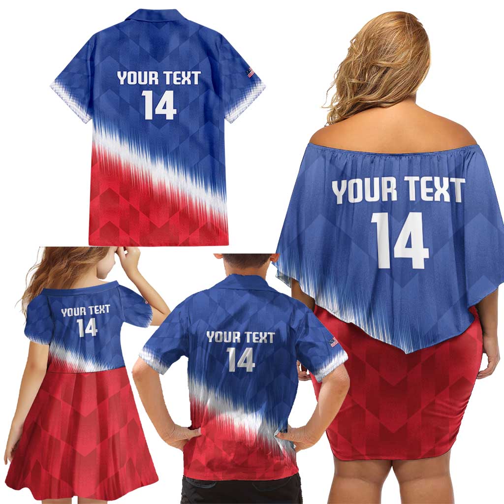 Custom United States Soccer Family Matching Off Shoulder Short Dress and Hawaiian Shirt 2025 Go USA Sporty Style - Wonder Print Shop