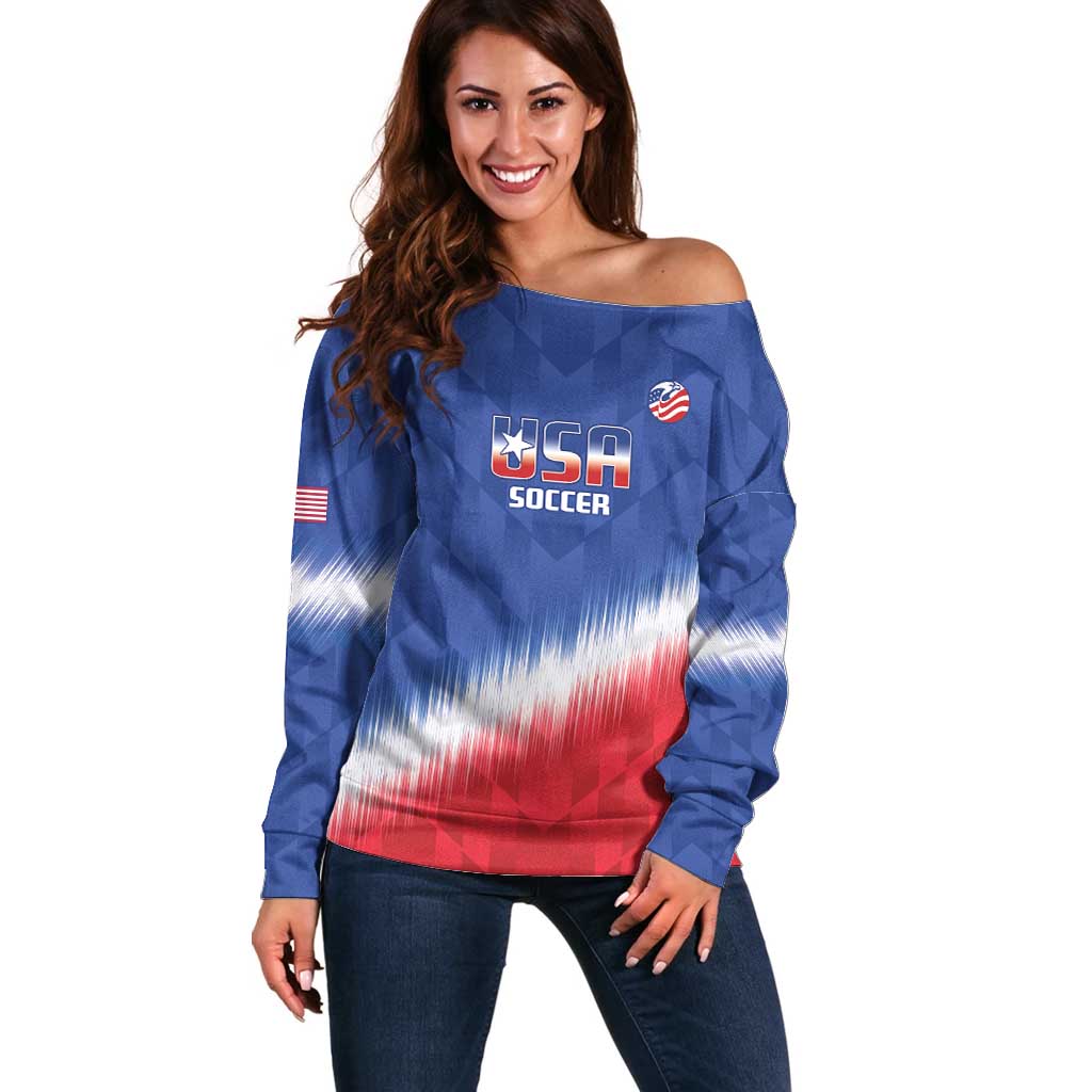 Custom United States Soccer Off Shoulder Sweater 2025 Go USA Sporty Style - Wonder Print Shop