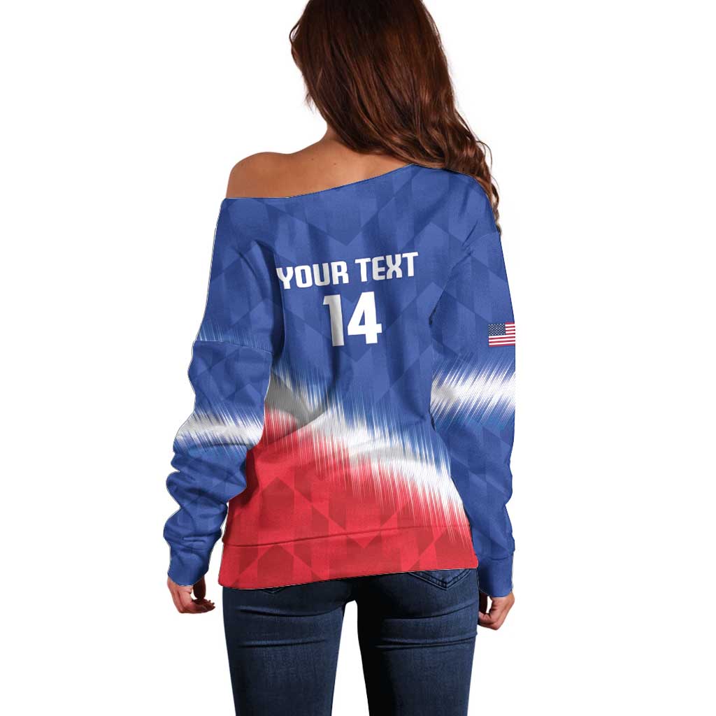 Custom United States Soccer Off Shoulder Sweater 2025 Go USA Sporty Style - Wonder Print Shop