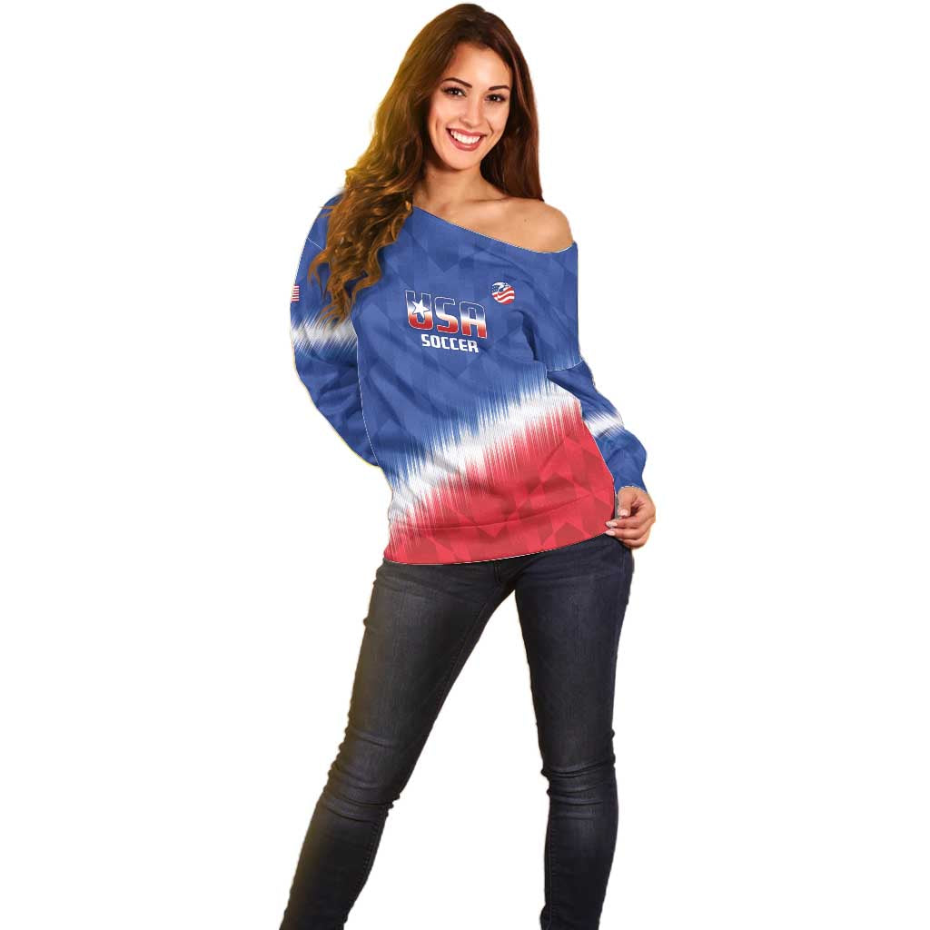 Custom United States Soccer Off Shoulder Sweater 2025 Go USA Sporty Style - Wonder Print Shop