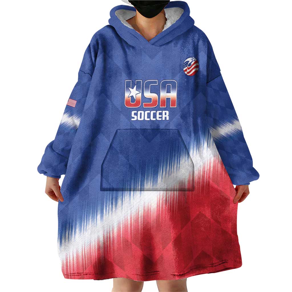 Custom United States Soccer Wearable Blanket Hoodie 2025 Go USA Sporty Style - Wonder Print Shop