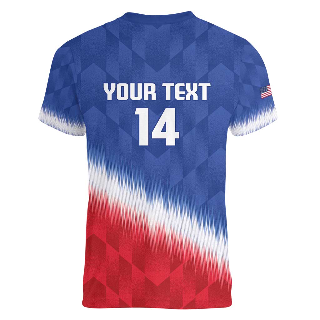 Custom United States Soccer Women V-Neck T-Shirt 2025 Go USA Sporty Style - Wonder Print Shop