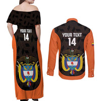 Custom Colombia Football Couples Matching Off Shoulder Maxi Dress and Long Sleeve Button Shirt 2025 Las Chicas Superpoderosas - Black Version - Wonder Print Shop