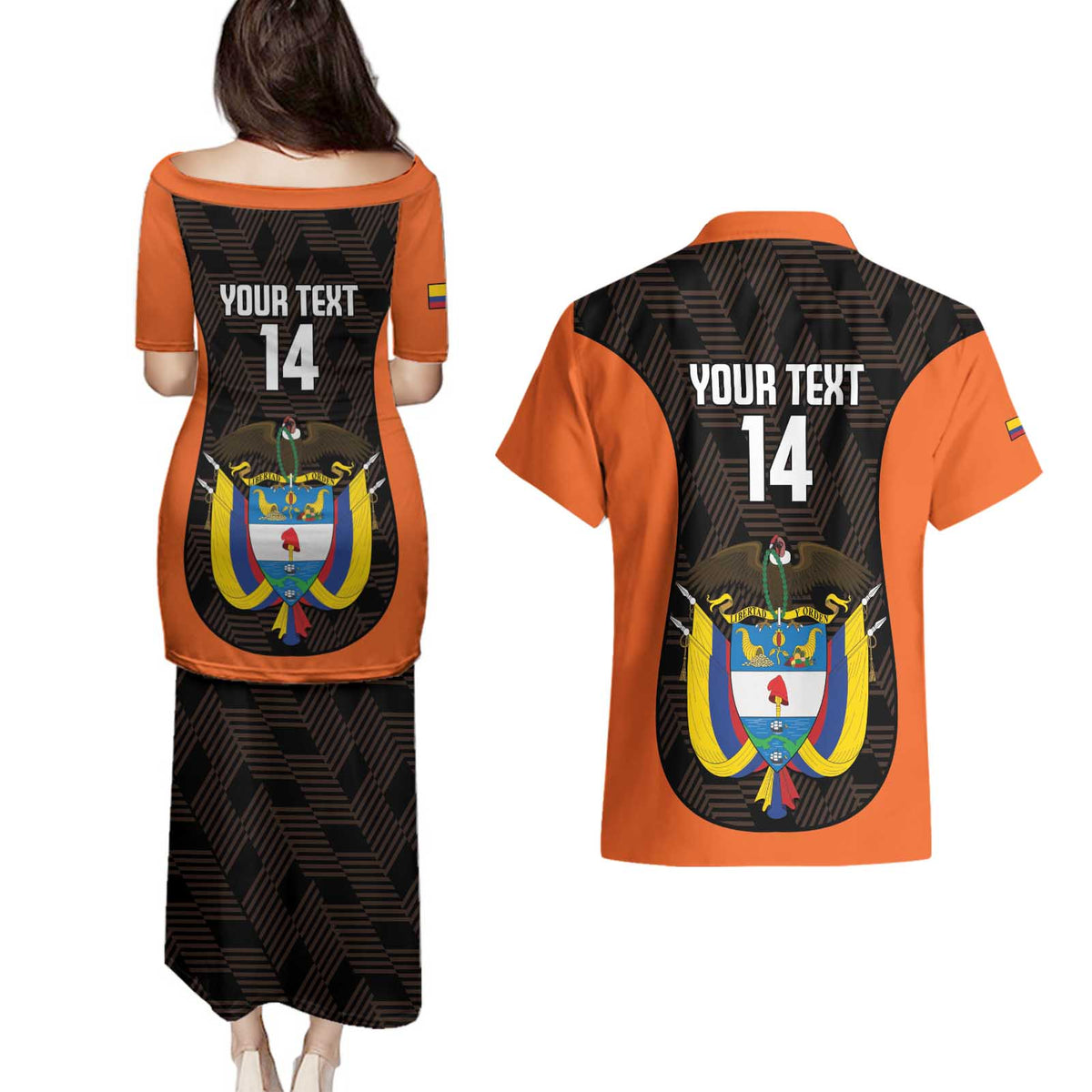 Custom Colombia Football Couples Matching Puletasi and Hawaiian Shirt 2025 Las Chicas Superpoderosas - Black Version - Wonder Print Shop