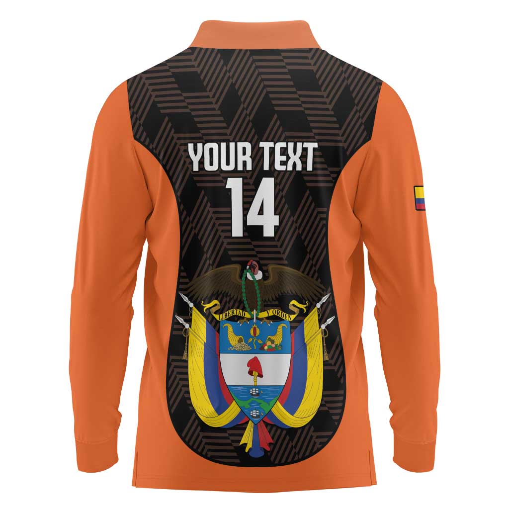 Custom Colombia Football Long Sleeve Polo Shirt 2025 Las Chicas Superpoderosas - Black Version - Wonder Print Shop