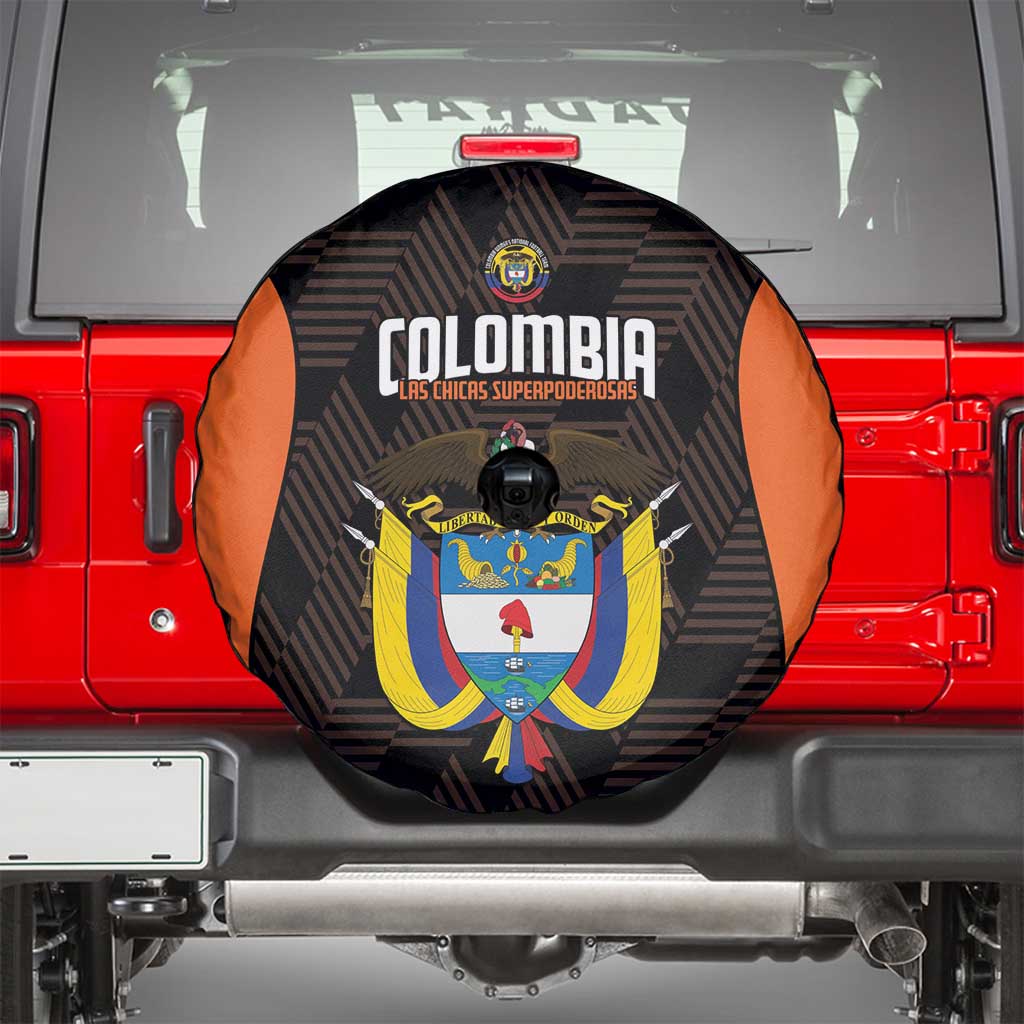 Colombia Football Spare Tire Cover 2025 Las Chicas Superpoderosas - Black Version - Wonder Print Shop