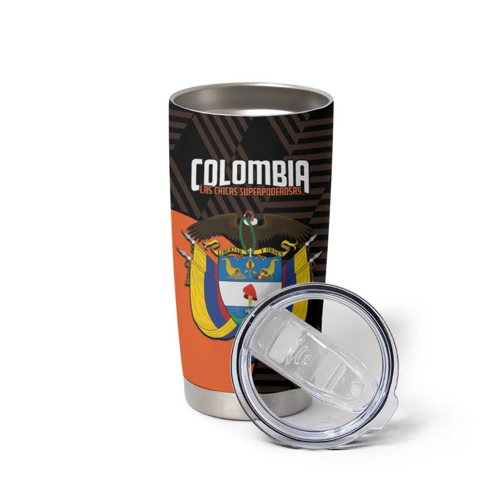 Custom Colombia Football Tumbler Cup 2025 Las Chicas Superpoderosas - Black Version - Wonder Print Shop